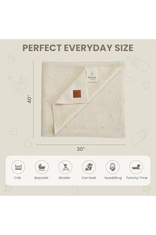 Pointelle %100 Tencel Bebek Battaniyesi 76,2 X 101,6 Cm, Sıcak Beyaz Oeko-tex Sertifikalı, İpeksi Yumuşak Hipoalerjenik Örgü, Termal Düzenleyici Kundak & Yeni Doğanlar İçin Alma 36 Derece Üstü