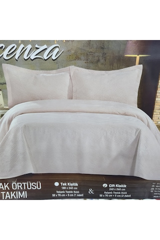 Vicenza Çift Kişilik Tay Tüyü Yatak Örtüsü Krem Renkli