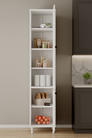 Aeka Ae-2028 Soft 2 Kapaklı Raflı Dar Yüksek Boy Banyo Çok Bölmeli Depolama Dolabı 40x180 Cm Çok Amaçlı Dolap Beyaz