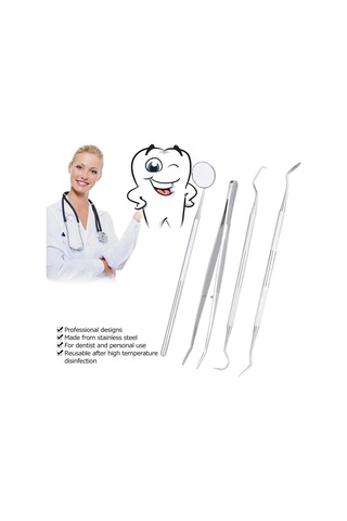 Samdoo Stainless Steel Diş Bakımı Aleti Seti - Profesyonel Dişçi Gereçleri: Ayna, Prob, Skaler Ve Pinçer İle Evde Diş Temizliği Ve Kontrolü