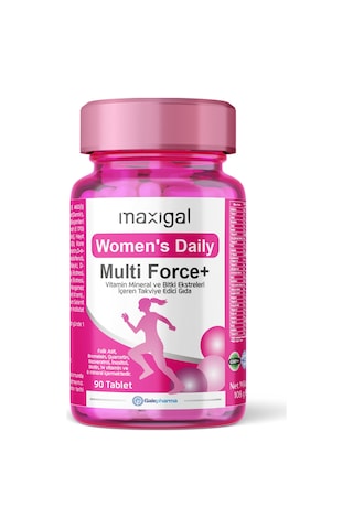 Maxigal Women's Daily Multi Force + Vitamin, Mineral Ve Bitki Ekstreleri İçeren Takviye Edici Gıda 90 Tablet