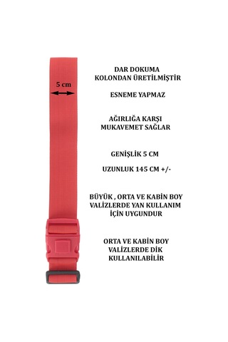 Case Club Kırmızı Siyah Valiz Bavul Kemeri Aç Kapat Emniyet Kilitli Ayarlanabilir Kırmızı - Siyah