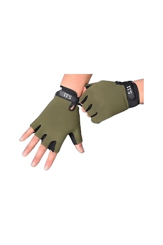 Single Sword Çocuk Yarım Parmak Spor Ve Bisiklet Eldiveni Haki,sc-111 L