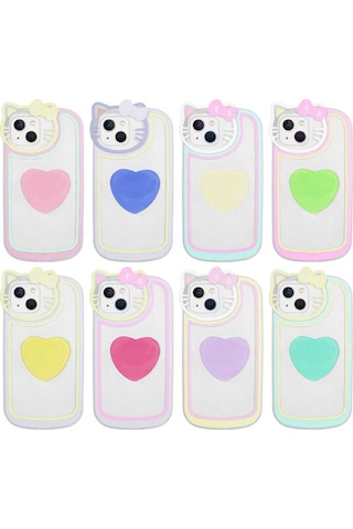 İphone Uyumlu 13 Uyumlu Kedi Figürlü Transparan Pop Soketli Csk Zore Ritmik Kılıf-yeşil