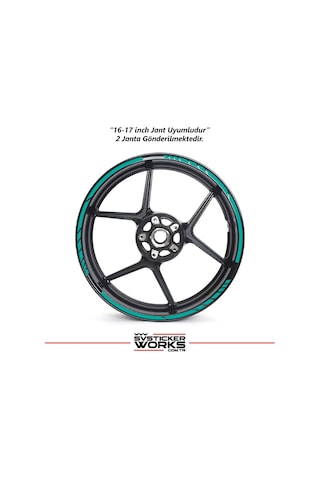 Motosiklet Jant Şeridi Jant Sticker Dekor Model Parçalı Desen Sticker Set Turkuaz