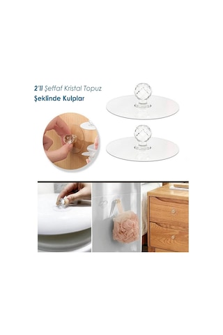 2 Adet Ayna Dolap Kulpu Çok Fonksiyonlu Kendinden Yapışkanlı Askı