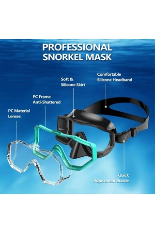 Zyzqstore Üç Camlı Panoramik Dalış Maskesi, Geniş Görüş, Yüksek Çok Renkli, İstenen Renk, Boyut, Tüm Denizcilik Hayatında Çok Renkli