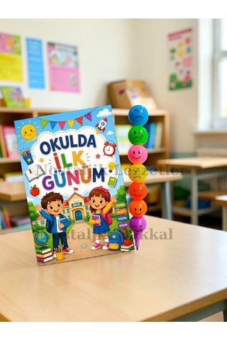20 Adet Okulda İlk Günüm Yazılı Hediye Seti 1. Sınıf- Sene Başı Hatırası Keçeli Kalem Tebrik Kartı Hediyeli