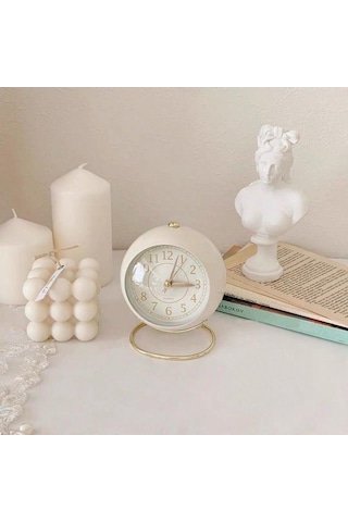 Masa Üstü Dekoratif Saat Gövde Bej Taban Gold