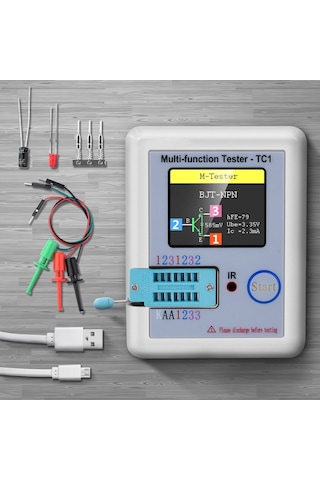 Lcr-tc1 1.8 "tft Lcd Ekran Çok Metre Transistör Test Cihazı Diyot Triyot Kapasitör Direnç Test Ölçer Mosfet Npn Pnp Triyak Mos
