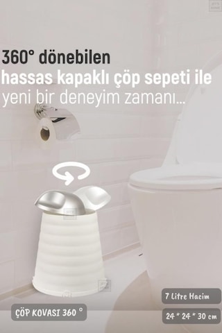 Çöp Kovası Bas-çek Kapaklı Çöp Kutusu Banyo Çöp Kovası Beyaz 7 Litre Beyaz