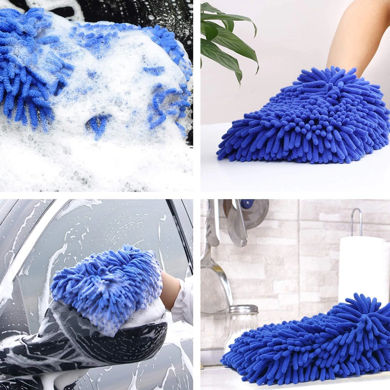 Araba Oto Yıkama Temizlik Eldiveni Süngeri Peluş Büyük Boy Çift Yüzeyli 22x19cm Oto Aksesuarcım