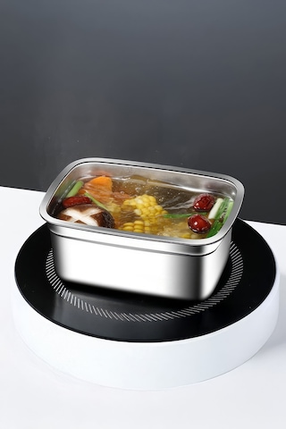 Çelik 2200 Ml Yemek Meyve Et Buzdolabı Beslenme Saklama Kabı Mt110-22 Gri