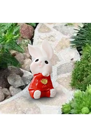 Lijinxu Karikatür Tavşan Heykeli Hayvan Modeli Masa Süs Ofis Ev