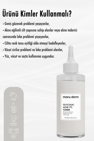 Maruderm Glikolik Asit %7 Aydınlatıcı & Leke Karşıtı Tonik 250 ML