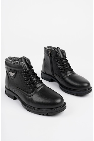 Muggo Canyon Garantili Bağcıklı Fermuarlı İçi Kürklü Erkek Kışlık Bot Siyah