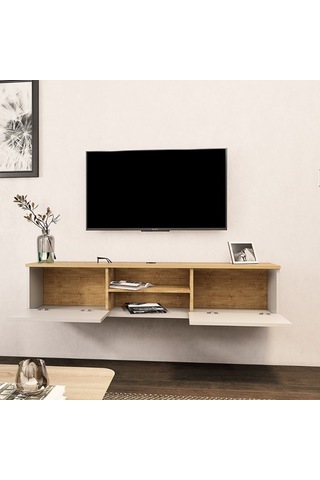 Tv Sehpası Leydi Safir Beyaz 160 Cm Safir Meşe Beyaz