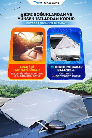 ByLizard Buzlanma Önleyici Kar Örtüsü Su Geçirmez Ön & Yan Cam Araba Brandası