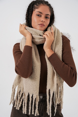 Kadın Yumuşak Dokulu Kalın Şal Atkı 15951 - A.bej Bej