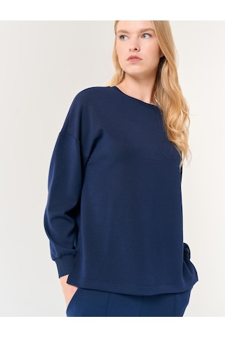 Jimmy Key Lacivert Bisiklet Yaka Uzun Kollu Oversize Sweatshirt Lacivert