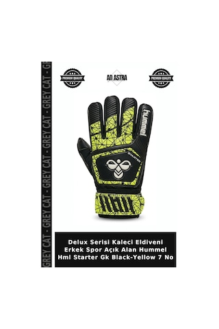 Delux Serisi Kaleci Eldiveni Erkek Spor Açık Alan Hummel Hml Starter Gk Black-yellow 7 No Sarı - Siyah