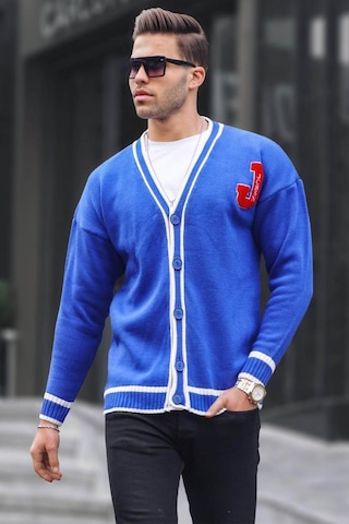 Madmext Saks Erkek Triko Hırka 6314 Saks