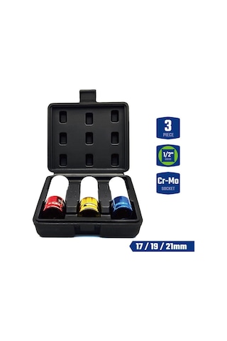 Workpro Wp202591 17/19/21mm 3 Parça 1/2 Cr-mo Profesyonel Darbeli Derin Lokma Seti Fr Wp202591