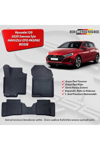 Hyundai i20 Paspas Araca Özel 2020 Ve Sonrası BOSSE 3D Havuzlu Oto Paspas