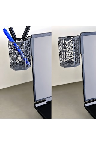 3d Baskı Monitor Kalemlik - Petek Desenli Laptop Kenar Altıgen Kalemlik-gri Çok Renkli
