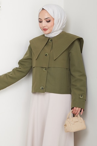 Pelerin Görünüm Astarlı Trenç 1625 - Haki Haki