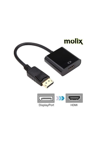 Molix MX-1325 - 4K DisplayPort to HDMI Çevirici Adaptör - 4K 60Hz Ultra HD Akıcı Görüntü ve Ses Dönüştürücü