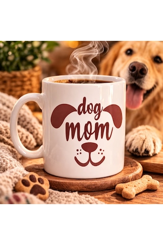 Hemengo Dog Mom Kupa Model 185 Köpek Annesi Temalı Porselen Kahve Kupası Köpek Severlere Hediye Kupa Hmngobz Diğer