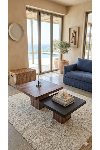 Most Marmoris %100 Mdf Aytaşı Ceviz Ayak Orta Sehpa Set Evinize Teslim Ceviz Ayak Siyah