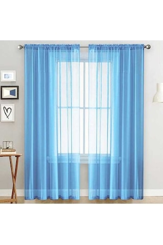 Primepickings İki Adet Mavi Perde - 100x130 Cm, Hafif Ve Estetik, Şeffaf Pencere Dekoru