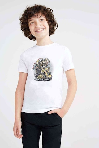 Scooter Smoker Baskılı Unisex Çocuk Beyaz T-Shirt