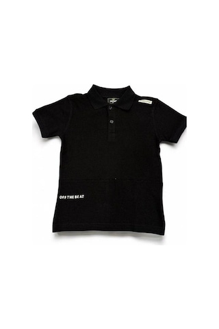 Erkek Çocuk Basic Yaka Detaylı T-shirt-14557 SIYAH