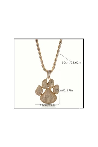 Yıwu 1pc Hip Hop Buz Köpek Pençesi Kübik Zirkonyum Buz Kristali Ayı Pençesi Altın Rengi