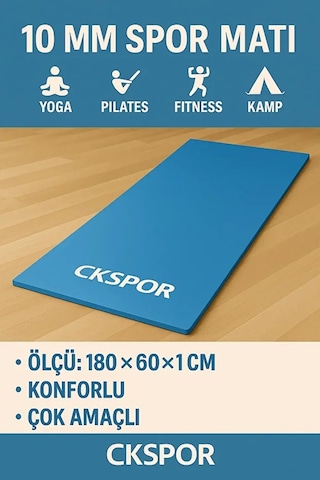 10 Mm Pilates Yoga Minderi Spor Pilates Egzersiz Matı Mavi