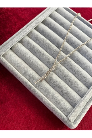 Gümüş Renk Zirkon Su Yolu Abiye Kadın Kolye