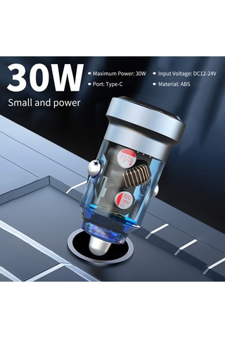 Yunboo Usb-c Ve Usb Çift Portlu Araç Şarj Cihazı, 30w Pd + 18w Qc Hızlı Şarj, Dc12-24v, Siyah/gümüş Abs Malzeme