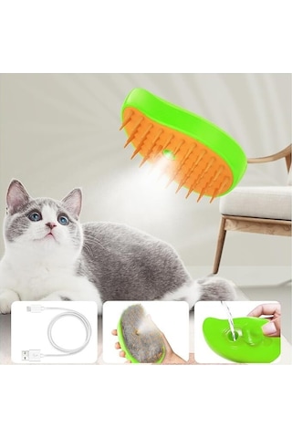 Brandsus Kedi Buharlı Fırça 3'ü 1 Arada Buharlı Kedi Fırçası Yeşil