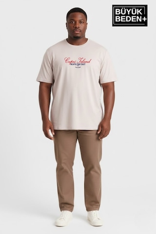 Superlife Erkek Büyük Beden Capri Island Baskılı 3xl-6xl Bisiklet Yaka Tshırt Spr26bts510-14 Ekru