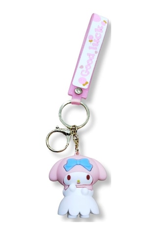 My Melody Premium 3d Figürlü Çiçek Detaylı Pembe Bilek Kayışlı Anahtarlık - 1 Adet