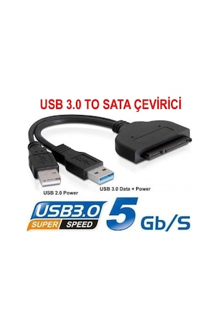 2.5" Sata Usb 3.0 Çevirici Dönüştürücü Kablo Hdd Harddisk SSD