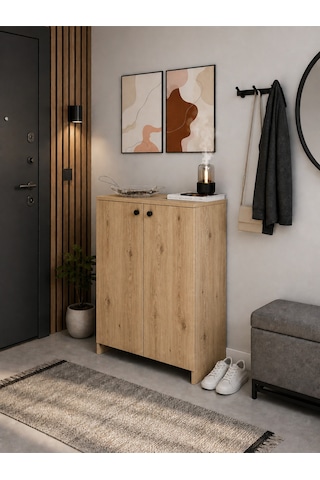 Çeltikçi Model 2 Kapaklı Çok Amaçlı Dolap Ayakkabılık Kitaplık Banyo Dolabı Mutfak Dolabı Atlantik Çam