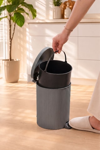 Porsima 0709 Stil 3lü Yuvarlak Pedallı İçi Kovalı Çöp Kovası Seti - Banyo Mutfak Çöp Kovası Takımı Antrasit