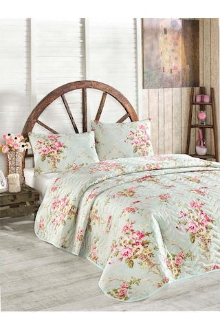 Eponj Home Kapitone Yatak Örtüsü Seti Çift Kişilik Alanur Mint