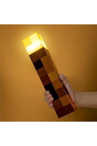 Minecraft Meşale Madenci Gece Led Gece Işığı Kahverengi
