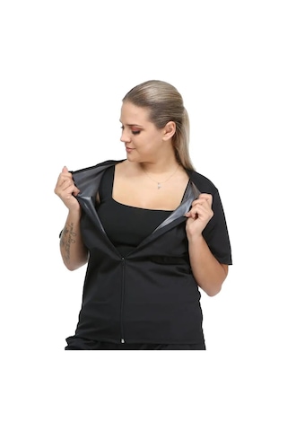 Pastimore Termal Sauna Fermuarlı Atlet Siyah