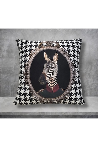 Zebra Kaz Ayağı Desen Kırlent Kılıfı Renkli